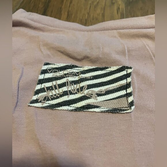 Volcom pink &grey layered long sleeve T shirt Skills Pixie ninja cat punk rock - Picture 6 of 6